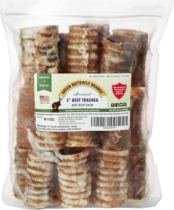 Dog Chews Beef Trachea Dog Treat Chew Made in USA. Grass Fed