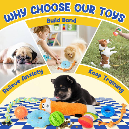 Puppy Toys for Teething, 9 Pack Interactive Dog Toys for Small Dogs, Chew Toys for Boredom