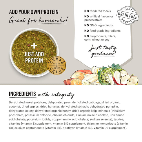 The Honest Kitchen Dehydrated Grain Free Fruit & Veggie Base Mix Dog Food (Just Add Protein), 3 lb Box