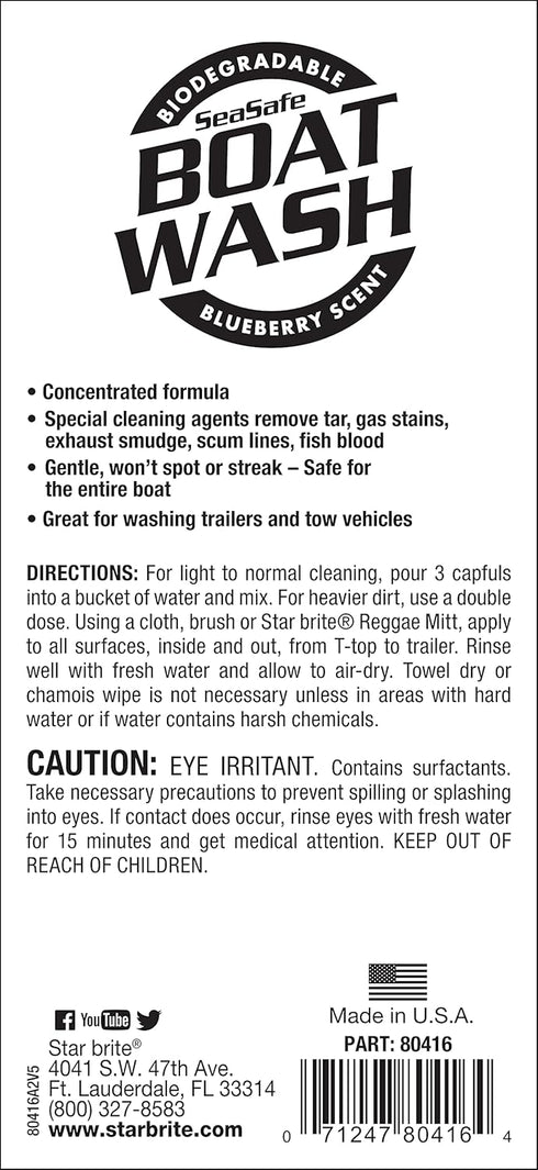 STAR BRITE Concentrated Boat Wash - Heavy-Duty, Non-Streak Formula for Sparkling Hulls, Decks, Chrome and Fittings