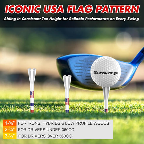 Premium Golf Tees - 5-Prong & 4-Prong Anti-Slip, 100-Pack for 360cc Drivers