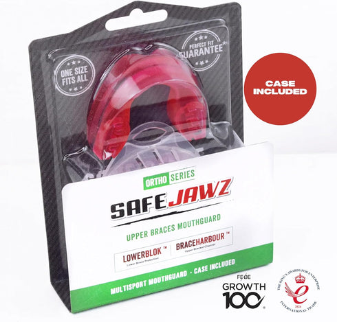 SAFEJAWZ Mouthguard for Braces, Upper & Lower Protection, Remoldable Mouth Guard with Case for Boxing, Basketball,