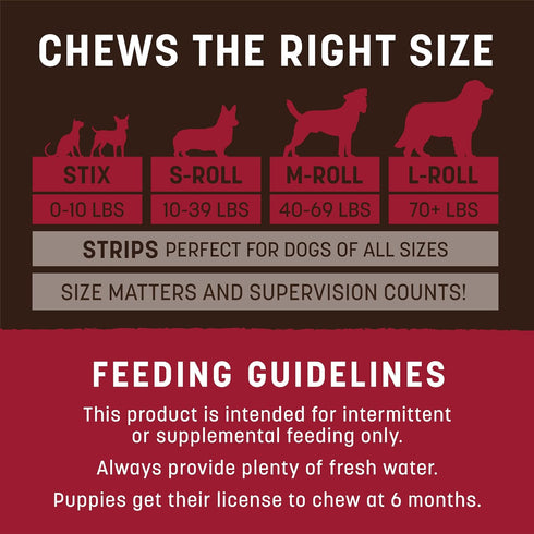 Earth Animal No Hide Large Beef Flavored Dog Chews, Long Lasting Chew Sticks for Large Dogs, Rawhide Free.