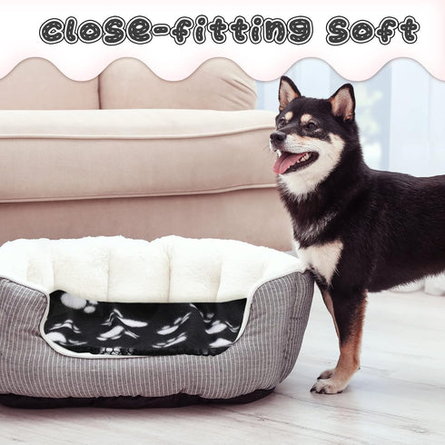 12 Tatuo Pieces Black Dog Blankets for Small Dogs Puppy Fleece Blanket Bulk Warm Felt Throw Spring Cute Paw Print Puppy