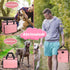 6 Set Dog Travel Bag, Large Pet Travel Kit with 2 Food Containers, 1 Organizer, 2 Collapsible Bowls, Pink Dog Mom Gifts