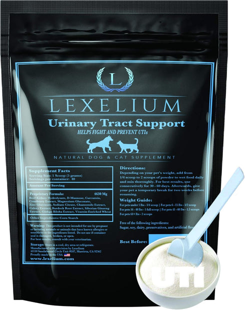 Organic UTI Support for Dogs and Cats - Fortified with Cranberry, D Mannose, Curcumin - Optimizes Kidney & Bladder