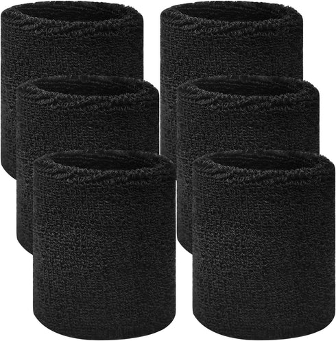 AIJOJUMY 6Pcs Sports Wrist Sweat Bands for Men & Women,3.15/8cm, Absorbent Wristbands Sweatbands