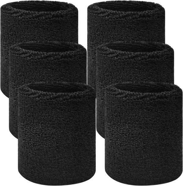 AIJOJUMY 6Pcs Sports Wrist Sweat Bands for Men & Women,3.15/8cm, Absorbent Wristbands Sweatbands