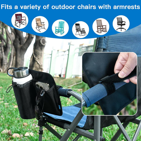 Xxerciz Chair Cup Holder with Phone Holder Adjustable Nylon Armrest Drink Holder Organizer Universal Water Bottle