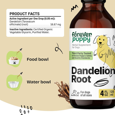 Dandelion Root for Dogs, Liver Detox & Cleanse Drops for All Sizes, Natural Supplements - 4 oz