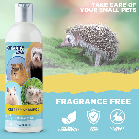 Critter Shampoo for Small Pets, 8oz Fragrance Free Shampoo for Ferrets, Guinea Pigs, Rabbits, and More