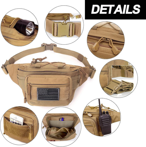 Tactical Fanny Pack | Military Waist Bag Hip Belt Bumbag Utility Bags for Outdoor Hiking Climbing Fishing (1 Pack Z-ACU)