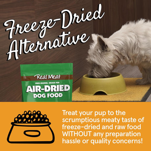 Real Meat Air Dried Dog Food with Real Beef - 2lb Bag of Grain-Free, High Protein Dog Food