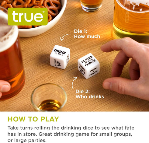 2 2+ True Drinking Dice - Adult Party Games Drinking - Fun Drinking Games for Parties - Includes Dice with Instructions