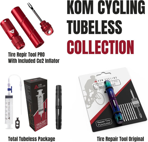 KOM Cycling Tubeless Tire Repair Kit for Bikes, 8 Colors for Mountain Bike and Road Bicycle Tire Punctures