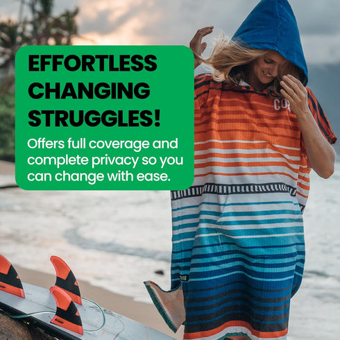 COR Surf Poncho Changing Towel Robe with Hood and Front Pocket, Doubles Up As A Beach Towel and Blanket, Made of Quick