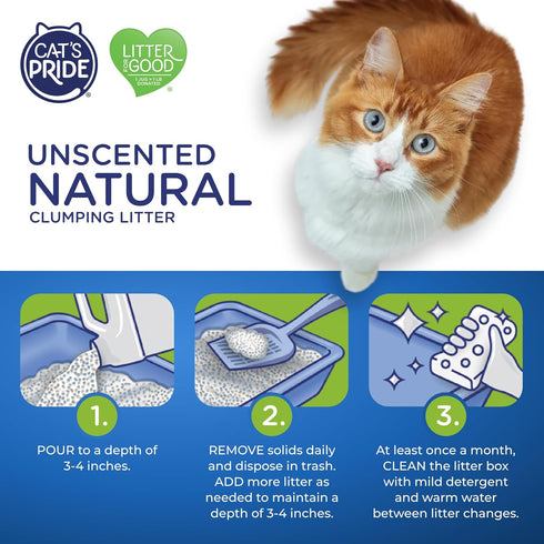 Cat's Pride Lightweight Clumping Litter, Natural, 10 Pounds, Powerful Odor Control, Unscented