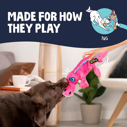goDog Gators Durable Pink Squeaky Dog Toy, Large