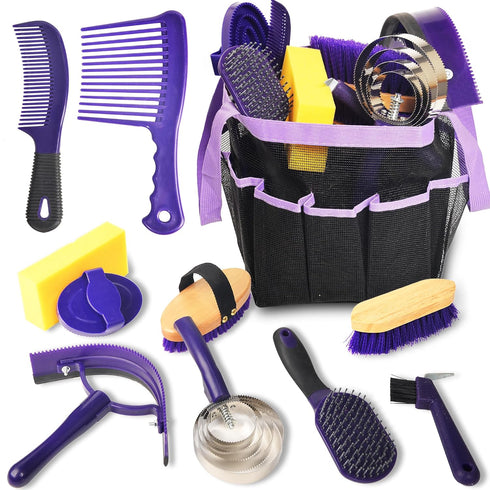 Horse Grooming Kit - 11 Piece Bathing Supplies with Organize Bag, Full