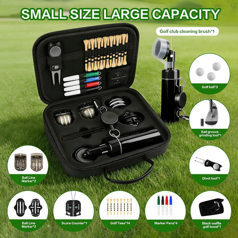 Nvobghdi 30Pcs Counter, Golf Accessories Kit with Towel, Club Brush & Groove Cleaner, Golf Balls, Tees, Score Ball Line