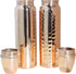 Set of Plain and Hammered Copper Water Bottles, 850 Ml (28.75 Fl Oz), Unlined, Uncoated, Lacquered-Free for Ayurveda