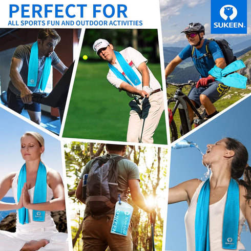 Sukeen Cooling Towel (40"x12") - 4 Pack Soft Breathable Microfiber Towel for Yoga, Sport, Gym, and More