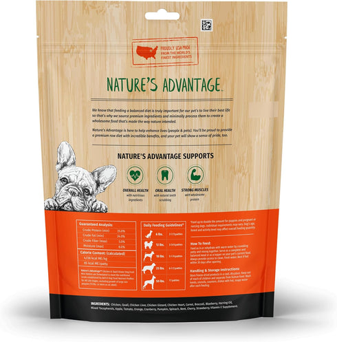 14 oz Nature's Advantage Freeze-Dried Raw Chicken & Quail Dinner Dog Food Mini Patties, | Grain Free, High Protein