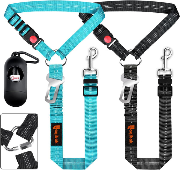 Removable Dog Seat Belt Harness for Car, 3 in 1 Pet Dog Car Seatbelt Leash with Adjustable Reflective Bungee Tether