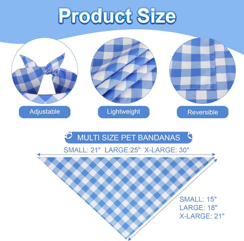 QUQULE 2PCS, Summer Dog Bandana Boy Large Blue Spring Scarf, Durable Triangle Reversible Bibs Handkerchief for Puppy