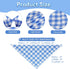 QUQULE 2PCS, Summer Dog Bandana Boy Large Blue Spring Scarf, Durable Triangle Reversible Bibs Handkerchief for Puppy