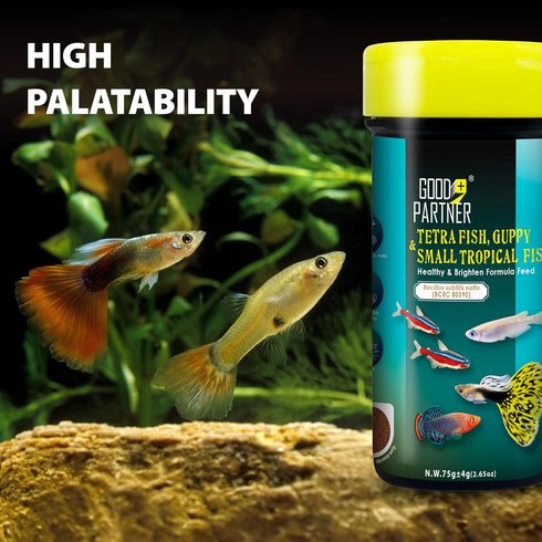 Purify Series Tetra Fish Food - Small Tropical Sinking Pellets for Betta, Guppy Fish, All Natural Ingredients, 2.65 oz
