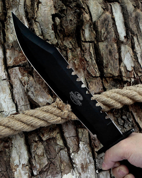 Mossy Oak 15-inch Survival Hunting Knife with Sheath, Fixed Blade Tactical Bowie Knife with Sharpener