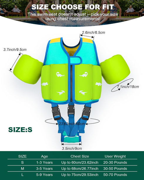 AEOCOO 1-2-3-5-7-9 20-30-50-70 Kids Pool Floaties Years Old, Toddler Swim Vest Pounds, Comfortable Extended Wear Kids