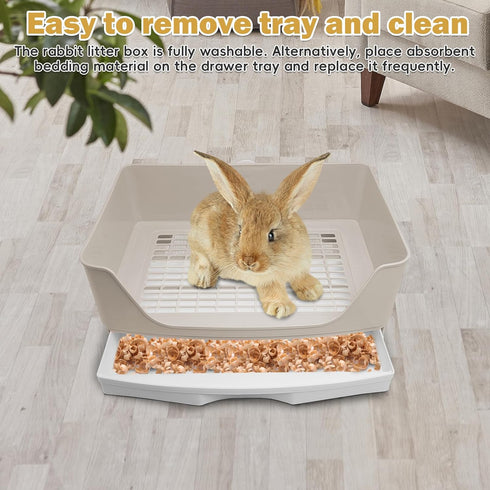 2PCS kathson Large Rabbit Litter Box Trainer, Potty Corner Toilet with Drawer Bigger Pet Pan for Adult Hamster, Guinea