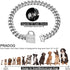 PRADOG Chain Dog Collar with Zirconia Locking 12mm High Polished Cuban Link Chain Metal Stainless Steel Luxury Dog