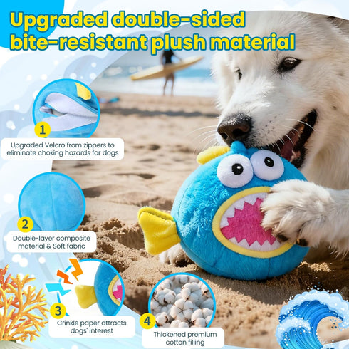 Interactive Dog Toys, Self Moving Dog Toy to Keep Them Busy, Electronic Vibrating Dogs Toy/Squeaky Bouncing Ball