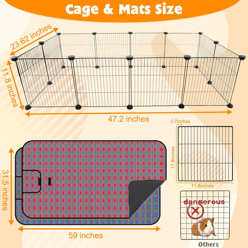 2 8Sq (12 FHTONGE Large Guinea Pig Cage Habitat with Pcs Waterproof Bedding, Ft Guinea Pig Playpen with Mat, Metal