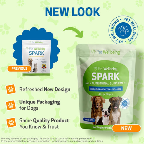 Pet Wellbeing Spark Daily Nutritional Greens Superfood for Dogs & Cats - Probiotics, Digestive Enzymes, 3.53 oz