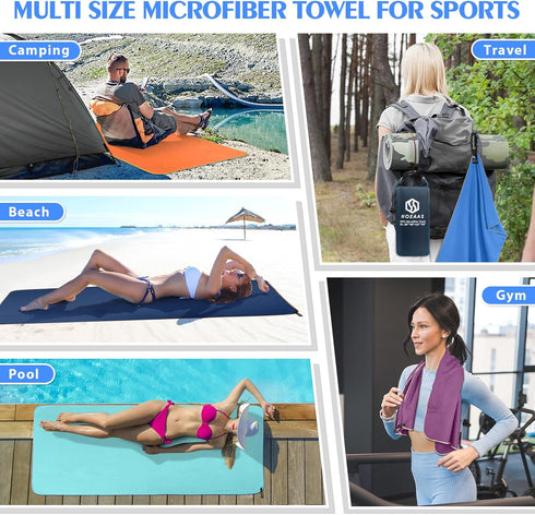 2 Pack Pool,Gym,Hiking,Backpacking,Fitness HOEAAS Microfiber Camping Towels, Quick Dry Towel, Super Absorbent Ultra