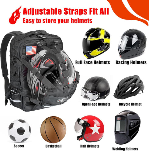 Goldfire Motorcycle Helmet Backpack Large Capacity Waterproof Tactical Hiking Bag for Helmet Storage