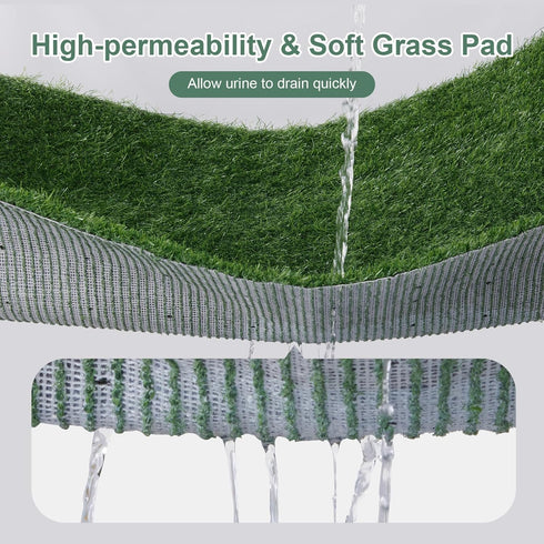 Dog Grass Pet Loo Indoor/Outdoor Portable Potty, Artificial Grass Patch Bathroom Mat with Washable Pee Pad