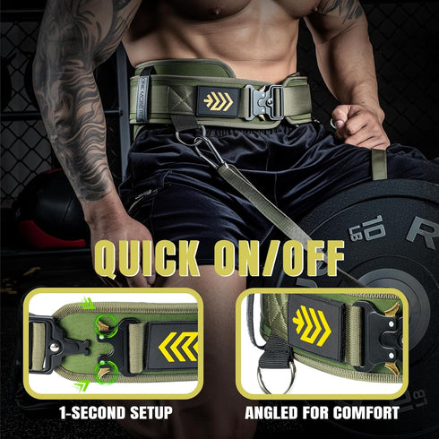 2-in-1 36.7 MANUEKLEAR Weightlifting Belt & Dip Belt with IN Rope, Double-Layer Weight Lifting Belts, Powerlifting Gym