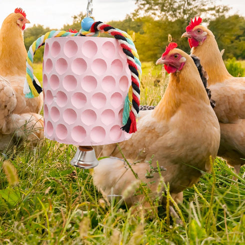 Oooct Large Chicken Chewing Toy, Chick Beak Grinding Calcium Stone with Bells, Chicken Coop Accessories, Cage Toys