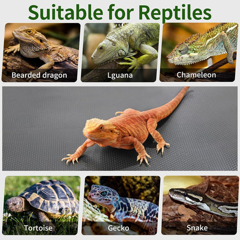 Bearded Dragon Tank Accessories, Reptile Mat for Leopard Gecko, Non-Adhesive Substrate Liner (18"x36" Grey)