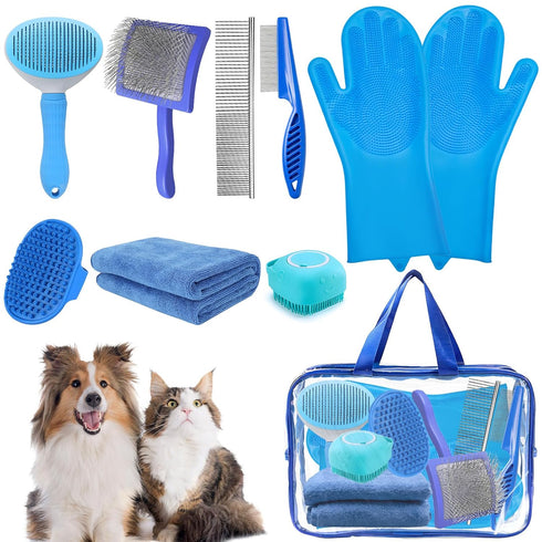8PCS Dog Slicker Brush for Dogs Grooming Kit,Bath Grooming Kit for Pets,Hair