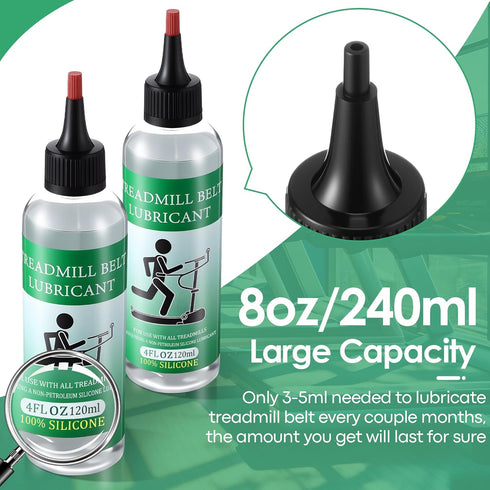 8oz 100% 2 Treadmill Lubricant for Belt, Silicone Oil High Temperature Resistant and Stable Walking Pad Lube with Steel