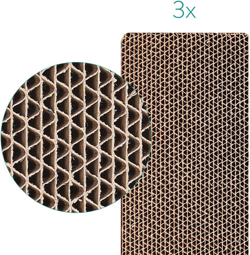 Navaris Cat Scratching Board Set - Narrow Cardboard Scratch Boards for Small and Large Cats, Set of 3