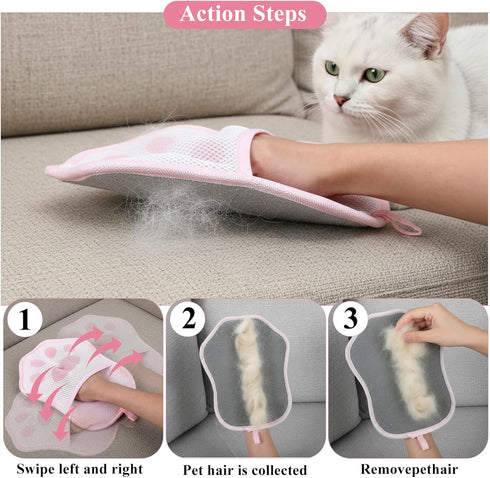 Ptwola Pet Hair Removal Glove - Reusable Electrostatic Pet Hair Removers for Dogs and Cats, Pets Grooming Needs, Magic