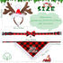 6 PCs Dog Christmas Costume Elk Reindeer Antler Headband Buffalo Plaid Bandana Bow Tie Triangle Pet Scarf Outfit Bib