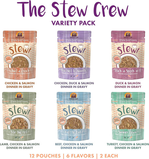 Weruva Classic Stews Cat Food, The Stew Crew Variety Pack, 3oz Pouch (Pack of 12)